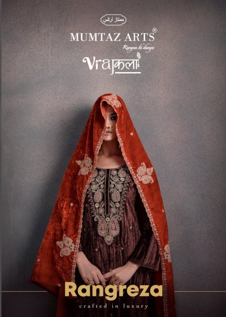 Rangreza By Mumtaz Arts Crush Velvet Designer Salwar Suits 